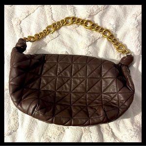 Zara Quilted leather bag with gold chain handle-Like New!